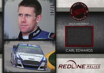 2014 Press Pass Redline - Redline Relics Red #RR-CE1 Carl Edwards Front