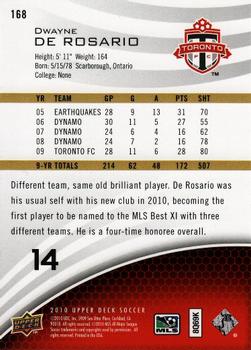 2010 Upper Deck MLS #168 Dwayne De Rosario Back