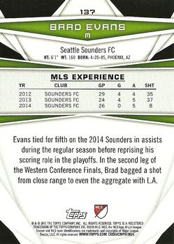 2015 Topps MLS #137 Brad Evans Back