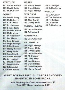 2000 Futera Fans Selection Leeds United - Foil #149 Checklist Back