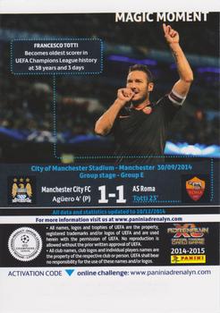 2014-15 Panini Adrenalyn XL UEFA Champions League Update Edition #UE130 Manchester City FC – AS Roma Back