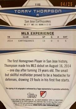 2015 Topps MLS - Autographs Gold #115 Tommy Thompson Back