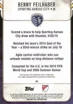 2015 Topps Apex MLS - Autographs Gold #39 Benny Feilhaber Back