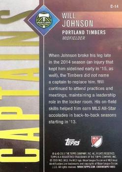 2015 Topps Apex MLS - Captains Green #C-14 Will Johnson Back