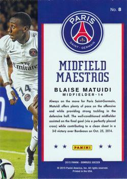 2015 Donruss - Midfield Maestros Black Panini Logo #8 Blaise Matuidi Back