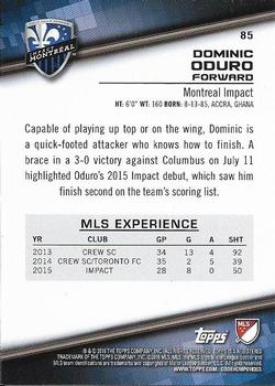 2016 Topps MLS #85 Dominic Oduro Back