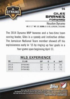 2016 Topps MLS #96 Giles Barnes Back