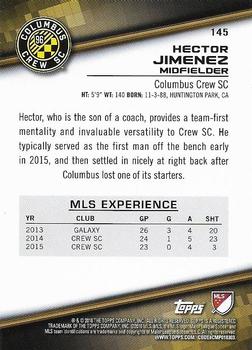 2016 Topps MLS #145 Hector Jimenez Back