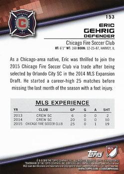 2016 Topps MLS #153 Eric Gehrig Back