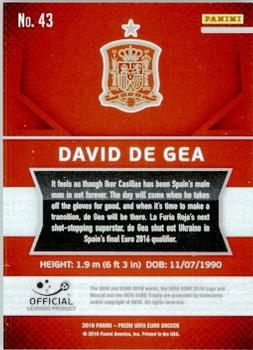 2016 Panini Prizm UEFA Euro #43 David de Gea Back