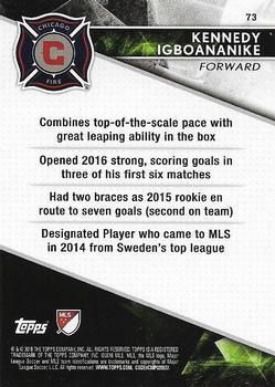 2016 Topps Apex MLS #73 Kennedy Igboananike Back