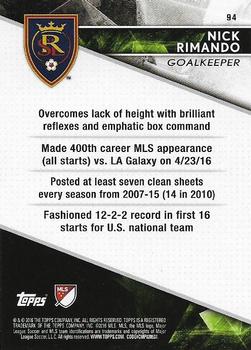 2016 Topps Apex MLS #94 Nick Rimando Back