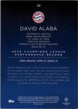 2015-16 Topps UEFA Champions League Showcase - Green #132 David Alaba Back