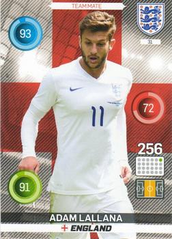 2016 Panini Adrenalyn XL England #31 Adam Lallana Front