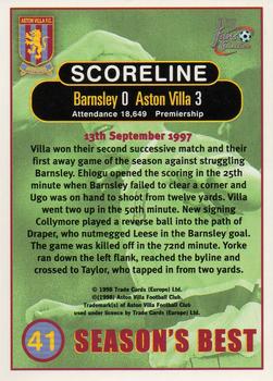 1998 Futera Aston Villa Fans Selection - Foil #41 Barnsley 0 Aston Villa 3 Back