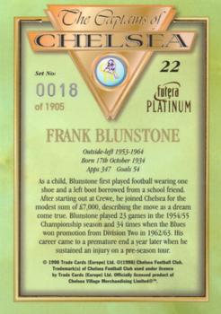 1998 Futera Platinum The Captains of Chelsea #22 Frank Blunstone Back