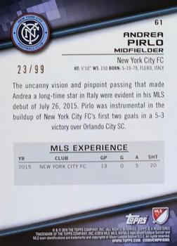 2016 Topps MLS - Blue #61 Andrea Pirlo Back