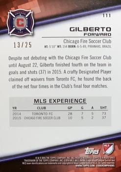 2016 Topps MLS - Orange #111 Gilberto Back
