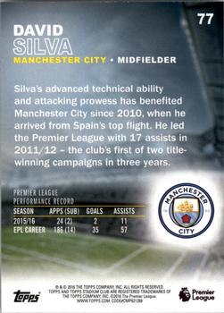 2016 Stadium Club Premier League #77 David Silva Back