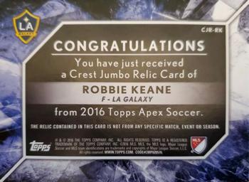2016 Topps Apex MLS - Crest Jumbo Relics Purple Shield #CJR-RK Robbie Keane Back