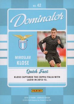 2016-17 Donruss - Dominators Gold #42 Miroslav Klose Back