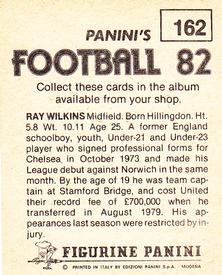 1981-82 Panini Football 82 (UK) #162 Ray Wilkins Back