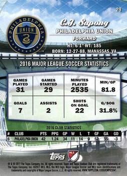 2017 Stadium Club MLS #29 C.J. Sapong Back