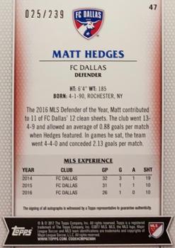 2017 Topps MLS - Autographs #47 Matt Hedges Back