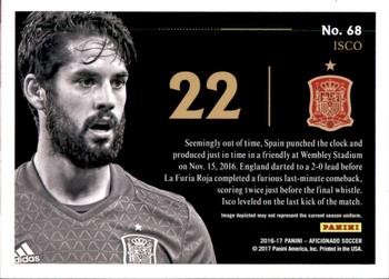 2017 Panini Aficionado - Artist's Proof Gold #68 Isco Back