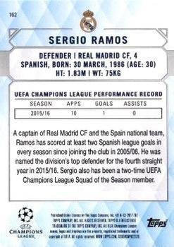 2017 Topps UEFA Champions League Showcase - Gold #162 Sergio Ramos Back