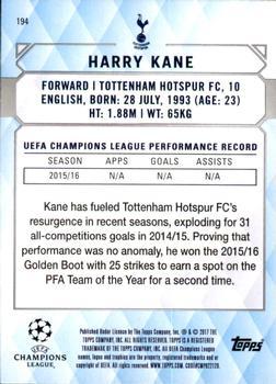 2017 Topps UEFA Champions League Showcase - Black #194 Harry Kane Back