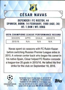 2017 Topps UEFA Champions League Showcase - Champions #92 Cesar Navas Back