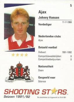 1991-92 Shooting Stars Dutch League #5 Johnny Hansen Back