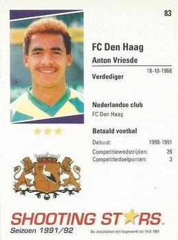 1991-92 Shooting Stars Dutch League #83 Anton Vriesde Back