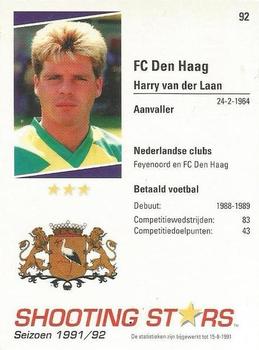 1991-92 Shooting Stars Dutch League #92 Harry van der Laan Back