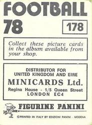 1977-78 Panini Football 78 (UK) #178 Mark Wallington Back