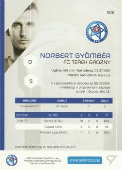 2017-18 SportZoo Futbalové Slovensko - Slovenski Sokoli #SO11 Norbert Gyomber Back