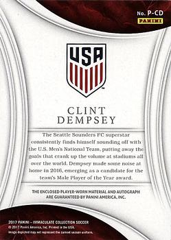 2017-18 Panini Immaculate Collection - Patch Autographs Jersey Number #P-CD Clint Dempsey Back