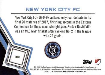 2018 Topps MLS #190 New York City FC Back