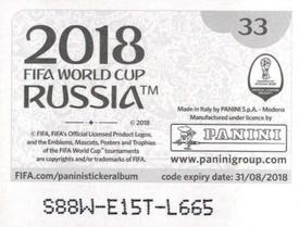 2018 Panini FIFA World Cup: Russia 2018 Stickers (Black/Gray Backs, Made in Italy) #33 Russia Back