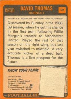 1970-71 A&BC Chewing Gum #22 Dave Thomas Back