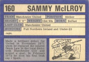 1973-74 A&BC Chewing Gum #160 Sammy McIlroy Back