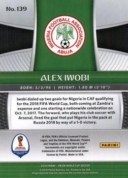 2018 Panini Prizm FIFA World Cup #139 Alex Iwobi Back