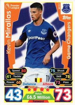 2017-18 Topps Match Attax Premier League - Mega Tin Exclusives : Game Changer #MT51 Kevin Mirallas Front