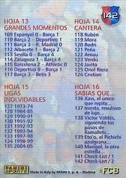 2004-05 Panini Megacracks Barca Campeón / Campió #142 Checklist: 73-142 Back