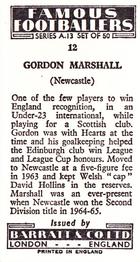 1965-66 Barratt & Co. Famous Footballers (A13) #12 Gordon Marshall Back