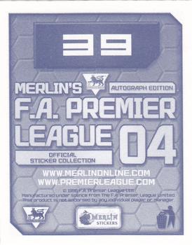 2003-04 Merlin F.A. Premier League 2004 #39 Ulises De La Cruz Back