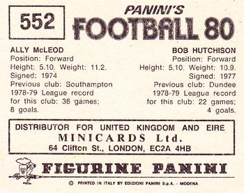 1979-80 Panini Football 80 (UK) #552 Bob Hutchinson / Ally MacLeod Back