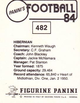 1983-84 Panini Football 84 (UK) #482 Hibernian Club Badge Back