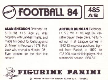 1983-84 Panini Football 84 (UK) #485 Arthur Duncan / Alan Sneddon Back